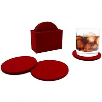 Chillify Filz Getränkeuntersetzer 8 Stück mit Box | rutschfest, hitzebeständig, waschbar | rund, rot