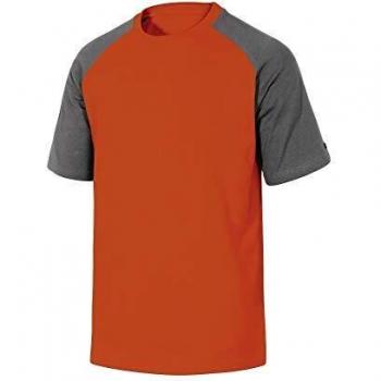 CAMISETA DE ALGODON DELTAPLUS COLOR GRIS NARANJA TALLA S