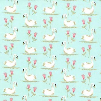 Swans A Swimming Fat Quarter by Michael Miller in Seafoam Green