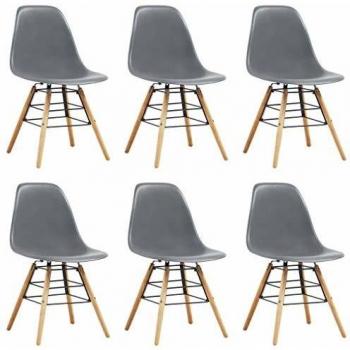 Sedia da tavolo 6 pezzi grigia plastica