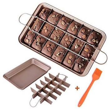 Non-Stick Brownie Tray with Dividers, 18-Cavity, 12x8 inches, Carbon Steel
