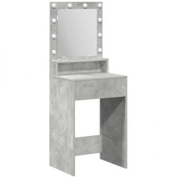 Mesa de Maquillaje en Acero Gráfico con Luces LED Gris Concreto 50x41x135 cm