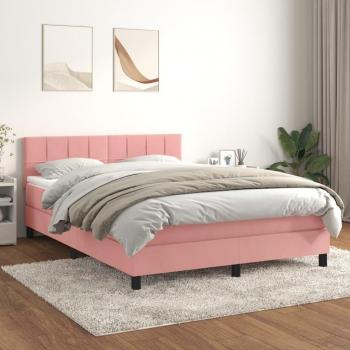 VidaXL Samt Boxspringbett Rosa 140x190 cm mit Matratze