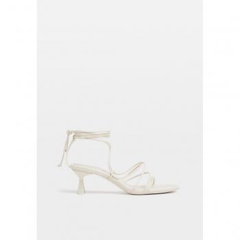 Stradivarius High-heel lace-up sandals ECRU 3
