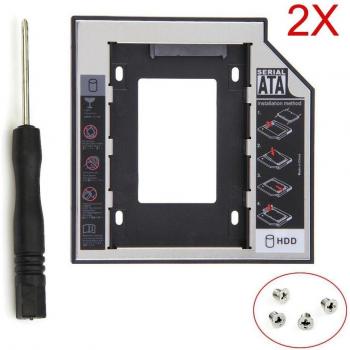 Caddy para HDD Optibay 2nd, 2.5'' SSD y DVD/CD-ROM, Plástico, SATA 3.0, 9.5mm (lote de 2)
