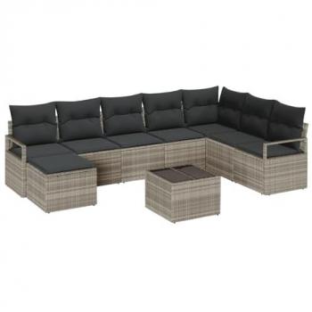 Vidaxl Ensemble de canapé de jardin 8 pcs gris clair poly rotin