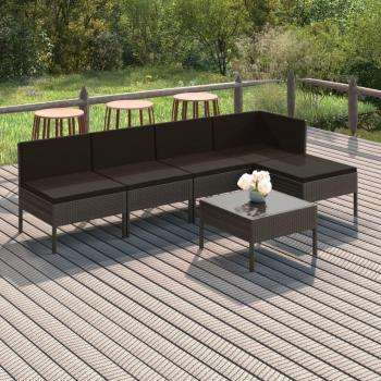 Mobiliario Exterior VidaXL 6 Piezas, Cojines Rattan Gris