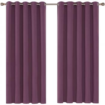 Deconovo Insulated Blackout Curtains for Bedroom, Purple, 66x72 x 2 Panels