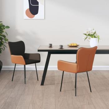 Dark Grey Fabric & Faux Leather Dining Chairs (2 pcs)
