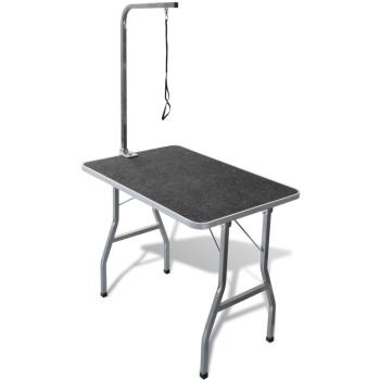 Pet Grooming Table by VidaXL – Black, Engineered Wood, Rubber Coating