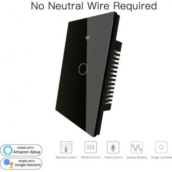Smart Single Wire Wall Switch RF433 WiFi No Neutral 170-250V