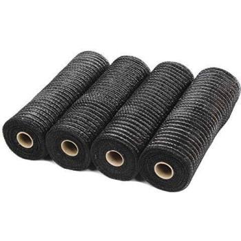 Wreath & Swag Decor Mesh Ribbon – Metallic Black, 9.14 m per roll (Set of 4)