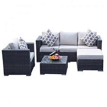 Vancouver Brown 5 Seater Rattan Garden Furniture Set
