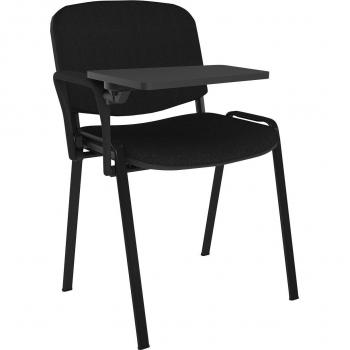 Taurus Meeting Room Stackable Chair with Black Frame and Brown Writing Tablet
