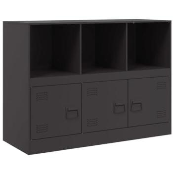 Rangement Compact 99x39x73 cm – Buffet Bahut Commode en Acier Noir