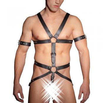 Sportlicher Leder-Jock-Harness mit atmungsaktiven Einsätzen