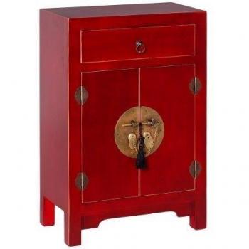 Mesita de Noche ORIENTE Rojo Hierro Madera MDF 45 x 26 x 69 cm