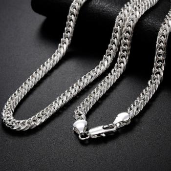 Collier luxe géométrique argent 6MM pour homme et femme