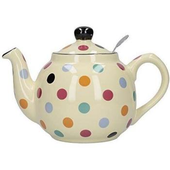 London Pottery Farmhouse 2 Cup Teapot with Mesh Filter Ivory Multi Spot