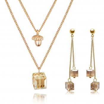 Luxe Saphir – Set de bijoux femme : colliers & boucles d'oreilles, or 18 K, cristaux Swarovski