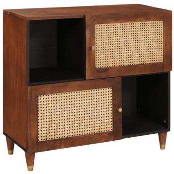 Vitrina de Madera Sólida Vidaxl Marrón 80×33,5×75 cm