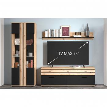 INOSIGN 3-teiliges Wohnwand-Set in Eiche/Sonoma/Weiß, 254,6 cm x 202,5 cm x 38,0 cm