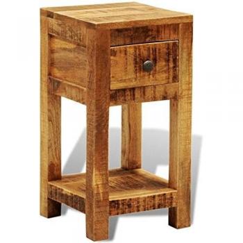 Mesita de Noche de Madera Maciza con Cajón
