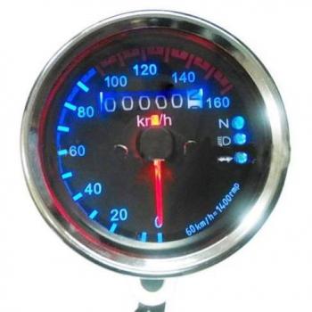 LED-Backlit Motorcycle Speed & Mileage Gauge, Dual Signal Display