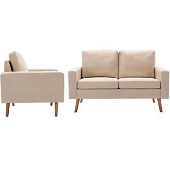VidaXL Cream Upholstered Sofa Pair – 2 Pack