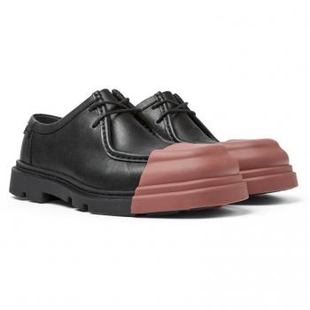 Camper Women's Black Leather Lace-Up Oxford Shoes with Contrast Toe