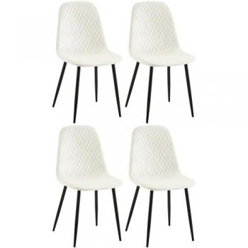 Set de sillas de comedor Giverny en terciopelo blanco crema