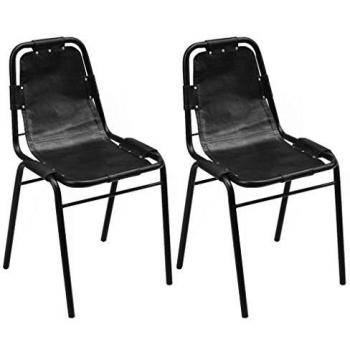 VidaXL Sillas de Comedor, 2 Unidades, 49 x 52 x 88 cm, Cuero Negro