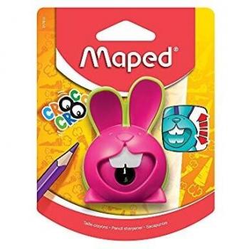 Maped Taille-crayon, Taille-Crayon CROC Hase, pour Crayons Minces, avec Boîte pour Taille-Crayon