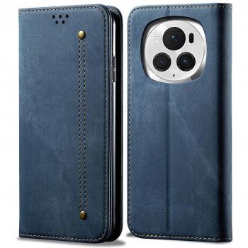 Billetera y Funda de Cuero con Textura Jeans