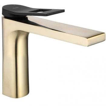 Gold‑Black REA Soul Brush Basin Tap – Low Mount
