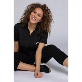 Maglietta Polo Slim 64/66 – Design Pallina da Golf – Donna – Nero – Piéqu – Poliestere – Ulla Popken