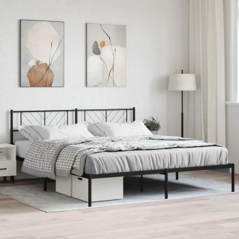 Lit adulte moderne en métal noir avec rangement 183x213 cm