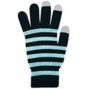 Universal Touch Gloves – Large – Design a Righe Nero/Celeste