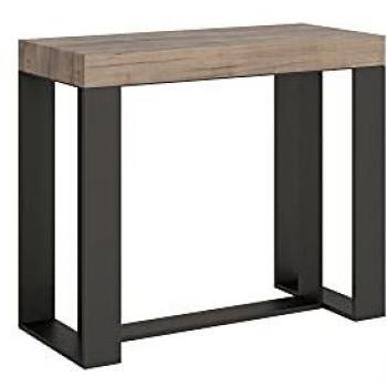 Console murale extensible Futura Small Premium – Ébène naturel, 90 × 40 cm (196 cm total), 10 rangements