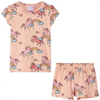 Pyjama Manches Courtes Orange Clair Pour Enfants