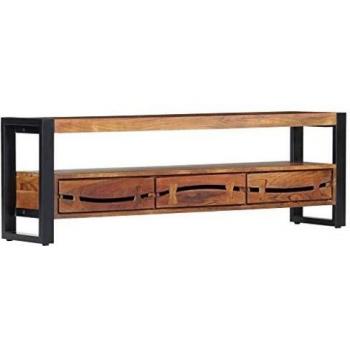 Meuble TV en Bois d'Acacia Massif 140x30x45 cm avec rangement