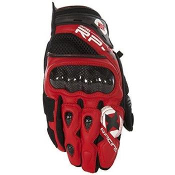 Guantes Cortos de Cuero Oxford para Motocicleta Rojo/Negro Talla M