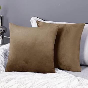Invisible Zipper Throw Pillow Cases – Tobacco Brown (Set of 2)