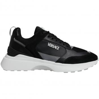 Versace Canvas Quad Fabric Medusa Low‑Top Shoes – Men's Black, US 10