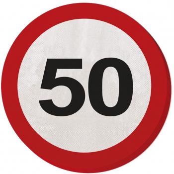 Folats 50 Ans : Serviettes papier 33 cm – 20 pièces en rouge, blanc et noir