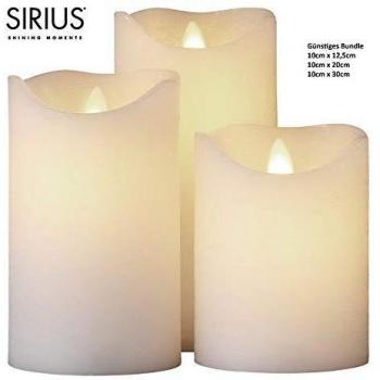 Sirius LED-Kerzen „Sara Exclusive“ Trio – 10 Stück, 30 cm, 20 cm, 12 cm