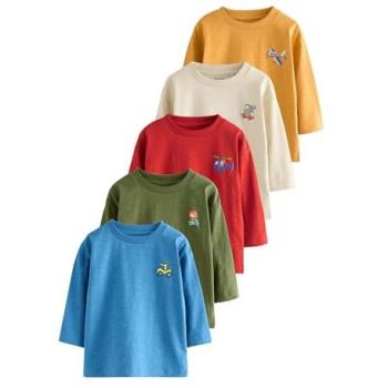 Langarm‑T-Shirts „Transport Tiere“ – 5 Pack (3–7 Jahre)