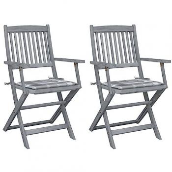 Vida XL 2-Piece Fold‑Out Lounge Chairs with Cushions – Natural Oak
