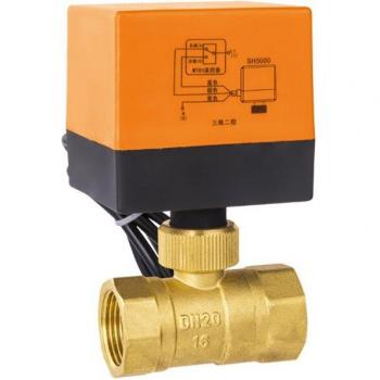 Boisseau sphérique motorisé 3 voies DN15‑25 – commande AC 220 V, 3 lignes, 2 voies
