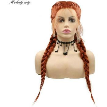 2X Twist Braid Heat Resistant Wig Cooper Red with Baby Hair